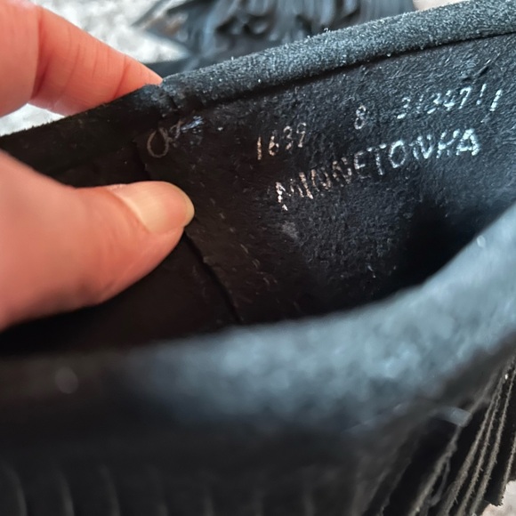 MINNETONKA Fringe Suede Ankle Boots - Black - Picture 3 of 4